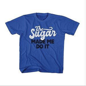 "The Sugar Made Me Do It" Royal Blue w/ white script cotton t-shirt- New-Boys XL